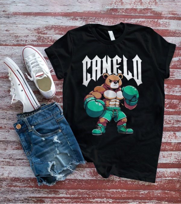 Canelo Bear Boxing Cartoon Bear With Gloves And Shorts T-Shirt