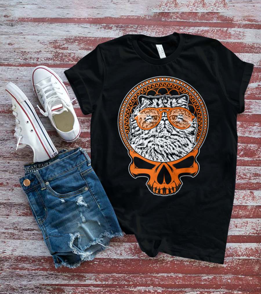 CATTY STYLE Skull Cat With Sunglasses T-Shirt