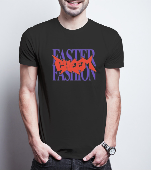 Faster Fashion Cheem Bold Red And Purple Typography T-Shirt