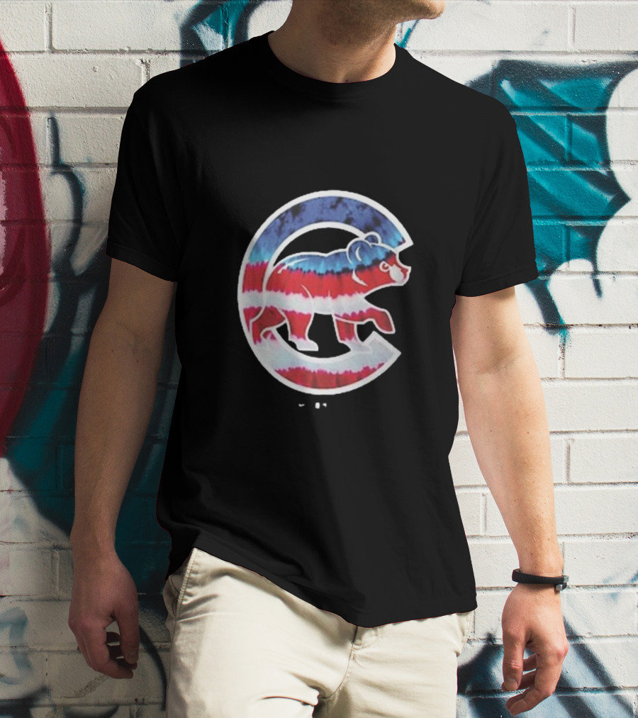 Chicago Cubs Americana Tie-Dye Bear Logo T-Shirt