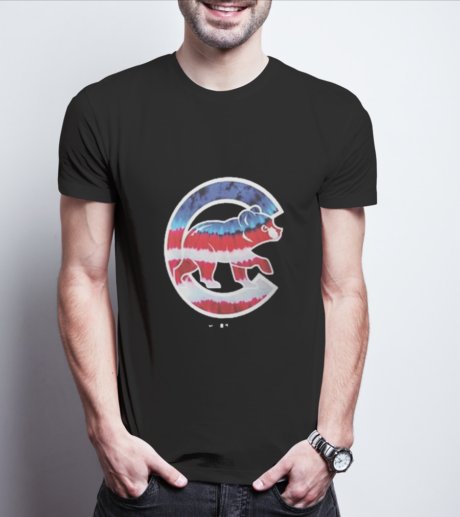 Chicago Cubs Americana Tie-Dye Bear Logo T-Shirt