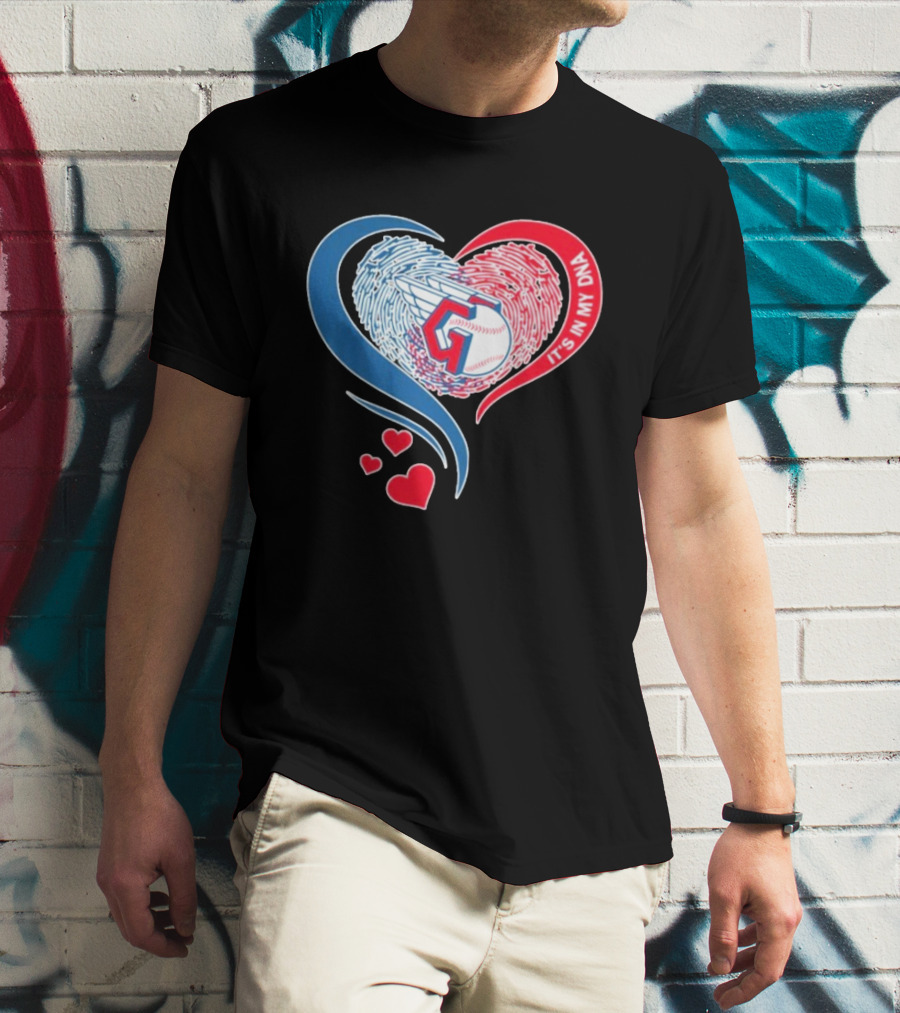 Cleveland Guardians It's In My DNA Heart Baseball Fingerprint T-Shirt