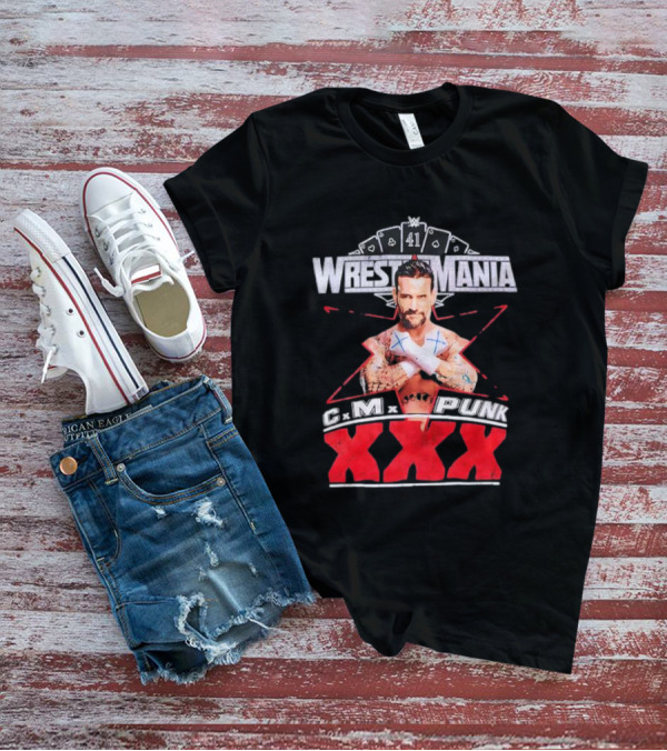 CM Punk WrestleMania XXX 41 Playing Cards Theme T-Shirt