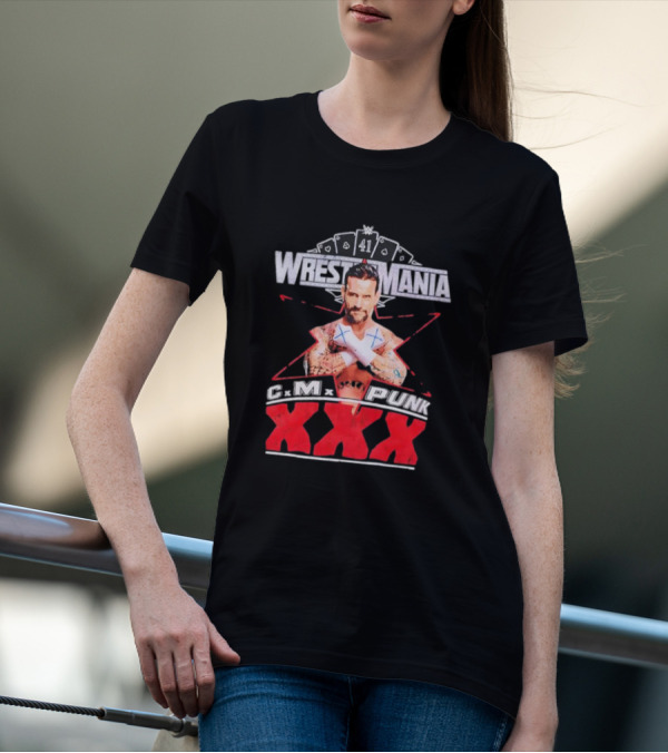 CM Punk WrestleMania XXX 41 Playing Cards Theme T-Shirt