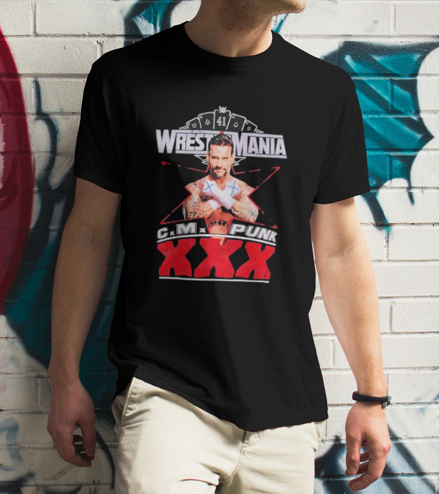 CM Punk WrestleMania XXX 41 Playing Cards Theme T-Shirt