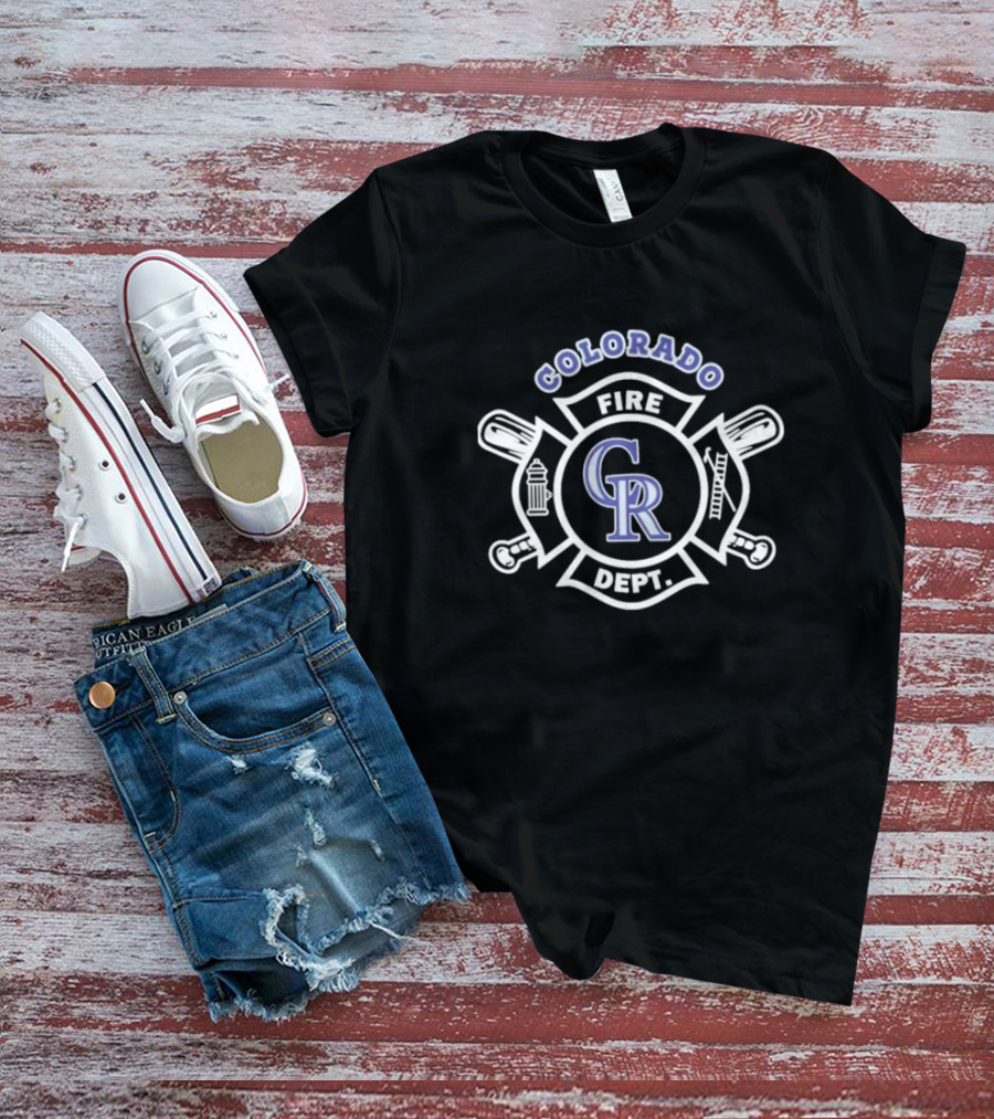 Colorado Rockies Fire Dept Firefighters Emblem With CR Logo T-Shirt