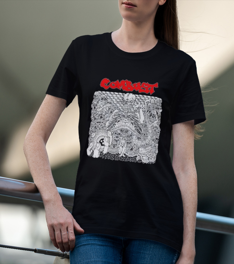 Combust Belly Of The Beast Intricate Black And White Triple B Records T-Shirt