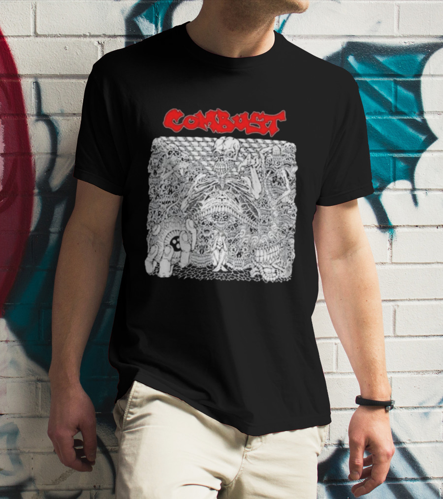 Combust Belly Of The Beast Intricate Black And White Triple B Records T-Shirt