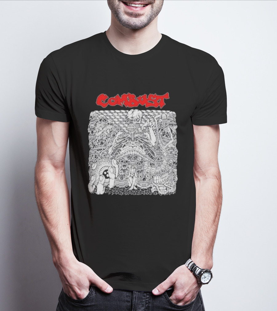 Combust Belly Of The Beast Intricate Black And White Triple B Records T-Shirt