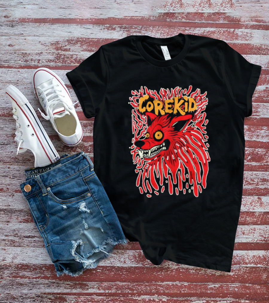 Corekid Blood Wolf Fiery Red Canine Artwork T-Shirt