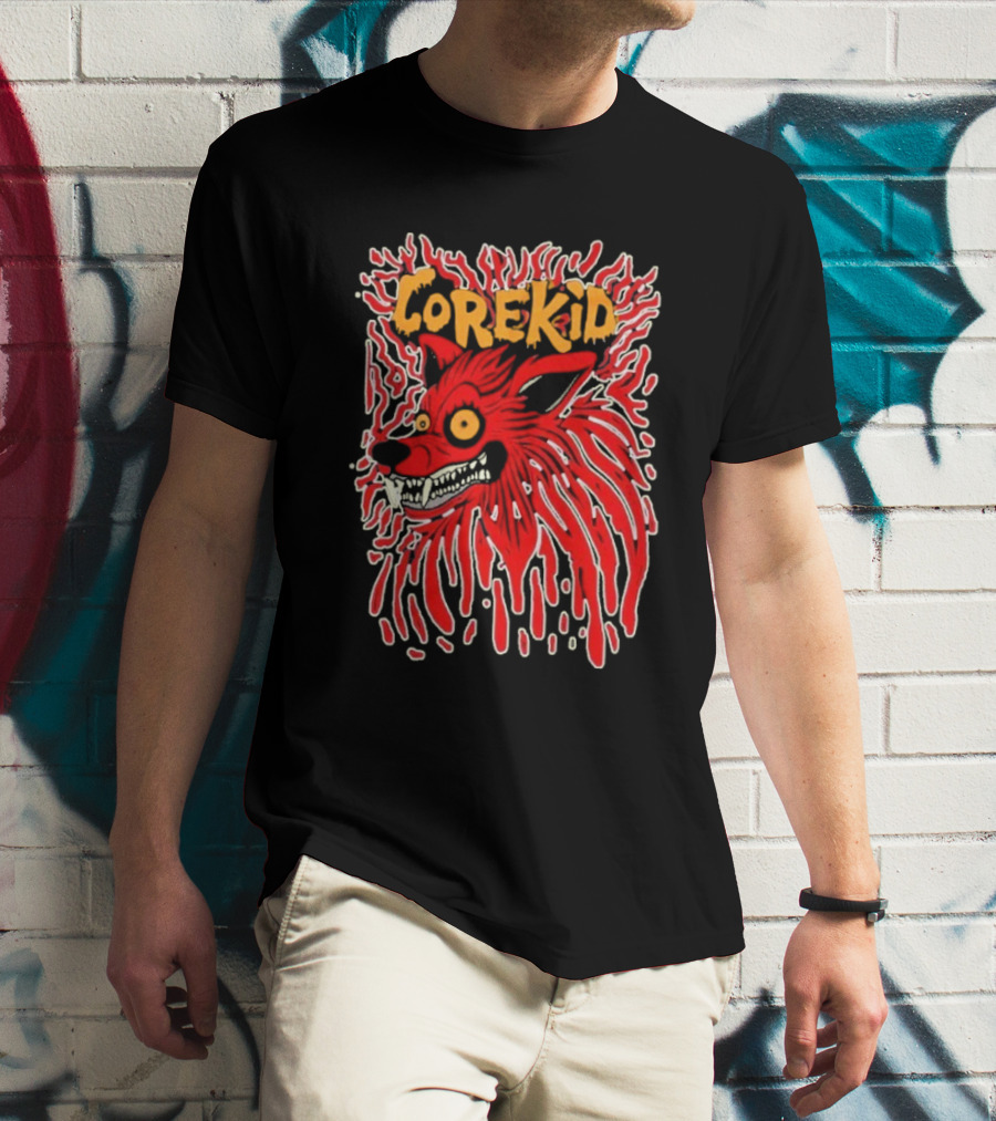 Corekid Blood Wolf Fiery Red Canine Artwork T-Shirt
