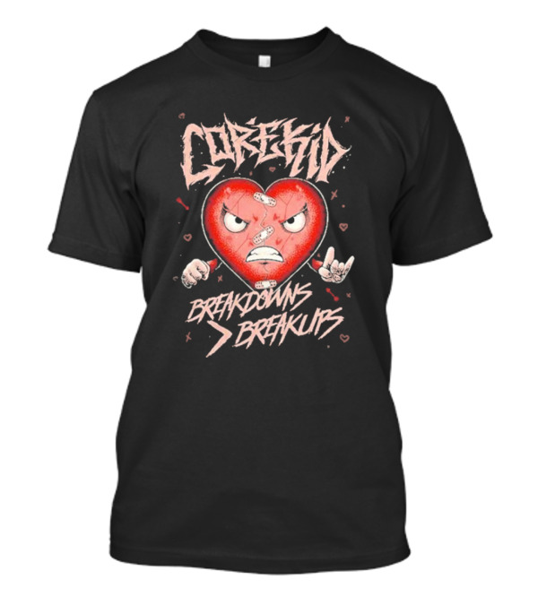 Corekid Breakdowns Breakups Angry Heart With Rock Hand Signs T-Shirt