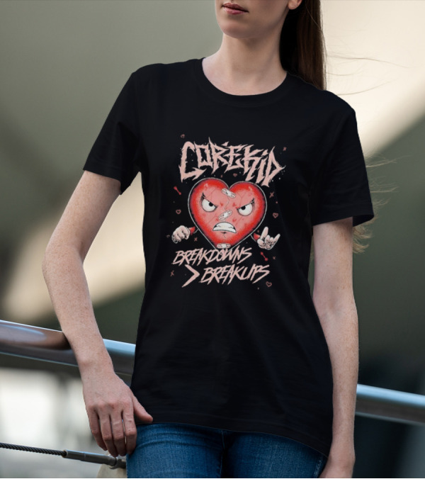 Corekid Breakdowns Breakups Angry Heart With Rock Hand Signs T-Shirt