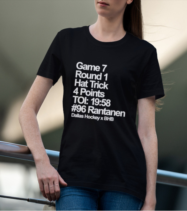 Dallas Hockey Game 7 Round 1 Hat Trick 4 Points TOI 19:58 #96 Rantanen T-Shirt