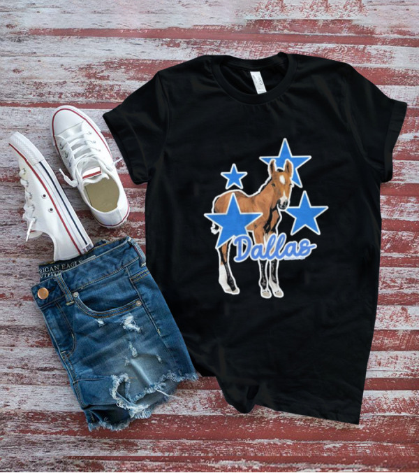 Dallas Horse With Blue Stars Iconic Design T-Shirt