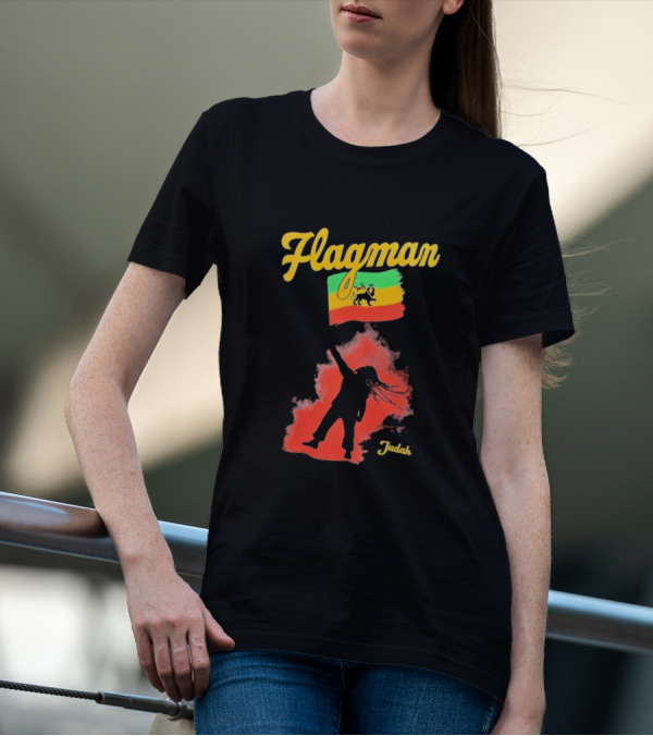 Damian Marley Flagman Judah Reggae Silhouette Red Map Background T-Shirt