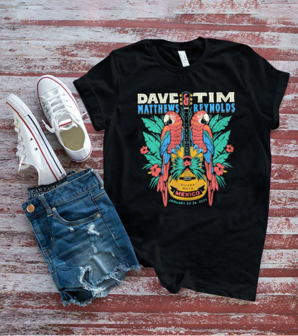 Dave Matthews Band Tim Reynolds Mexico January 23-26 2025 Parrot Guitar Tropical Event T-Shirt
