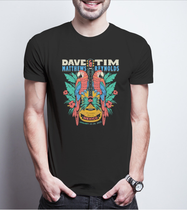 Dave Matthews Band Tim Reynolds Mexico January 23-26 2025 Parrot Guitar Tropical Event T-Shirt
