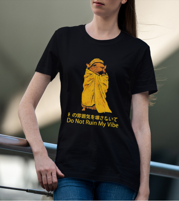 Do Not Ruin My Vibe Hamster Wrapped In Blanket With Japanese Text T-Shirt