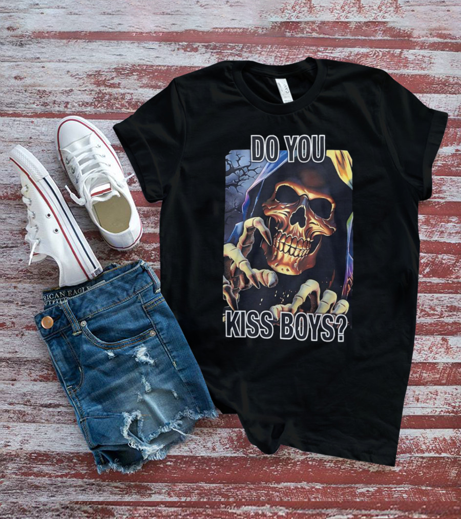 Do You Kiss Boys Skeleton Grim Reaper Halloween T-Shirt