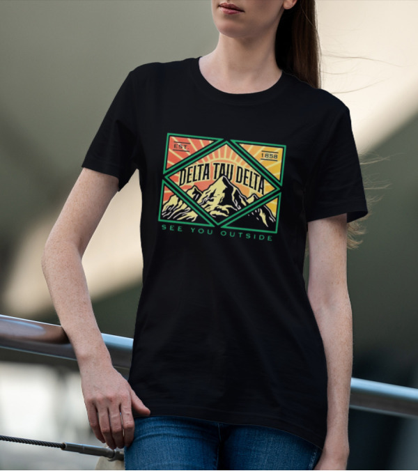 Delta Tau Delta See You Outside 1858 Mountain Sunburst T-Shirt