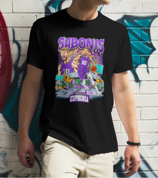 Sabonis Planet Euphoria Basketball Number 10 Purple Jersey T-Shirt