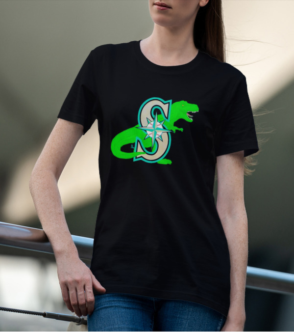 Seattle Mariners Dinosaur Baseball Team Emblem T-Shirt