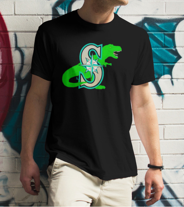 Seattle Mariners Dinosaur Baseball Team Emblem T-Shirt