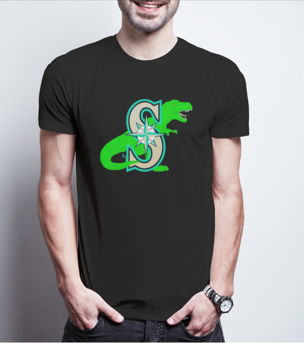 Seattle Mariners Dinosaur Baseball Team Emblem T-Shirt