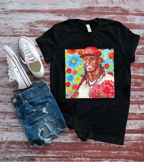 Elly De La Cruz Cincinnati Reds Floral Baseball Imagery T-Shirt