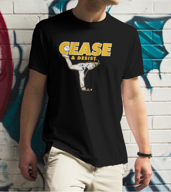 Cease And Desist Baseball Player Pitching Action T-Shirt