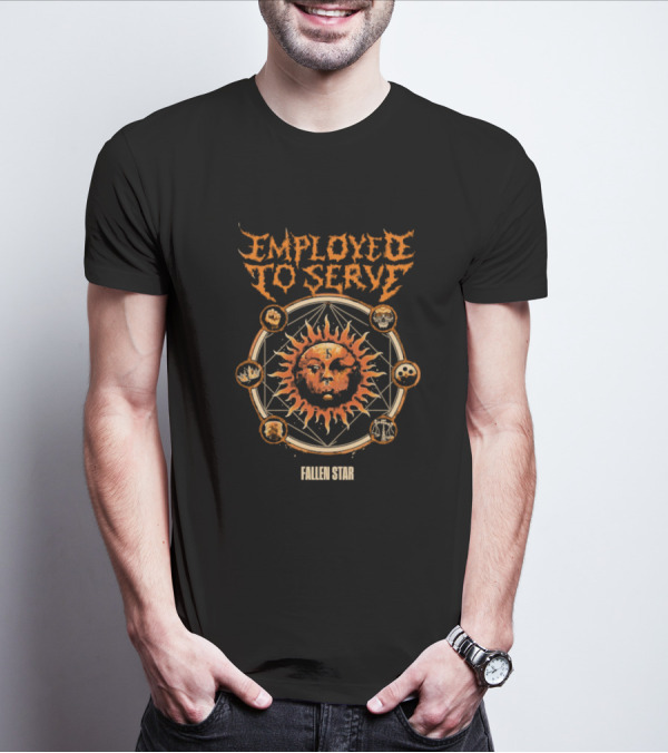 Employed To Serve Fallen Sun Star With Zodiac Circles T-Shirt