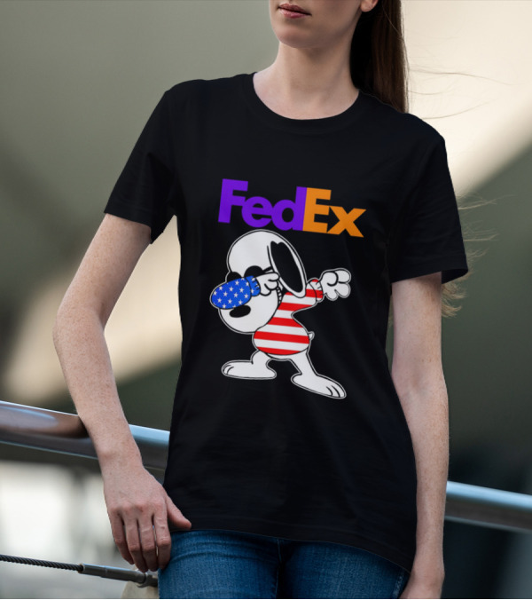 FedEx Snoopy Dabbing American Flag Icon T-Shirt
