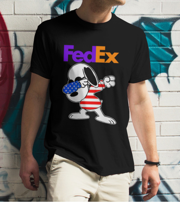 FedEx Snoopy Dabbing American Flag Icon T-Shirt