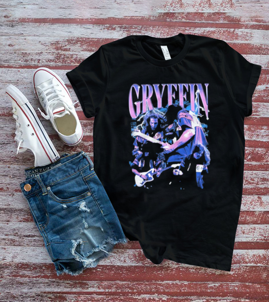 Gryffin Vintage Concert Montage Electric Guitar Rock Scene T-Shirt