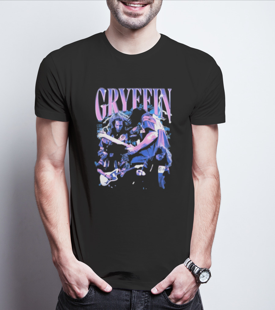 Gryffin Vintage Concert Montage Electric Guitar Rock Scene T-Shirt