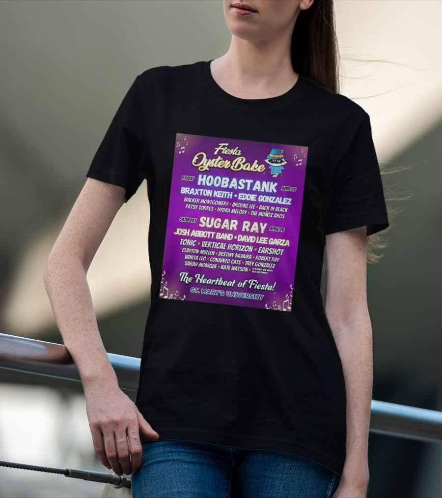 Fiesta Oyster Bake 2025 Hoobastank Sugar Ray Music Festival St. Mary's University T-Shirt