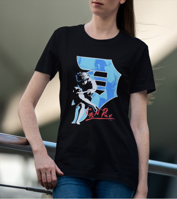 Guns N' Roses GNR Blue Dirty P Baseball Style Iconic Print T-Shirt