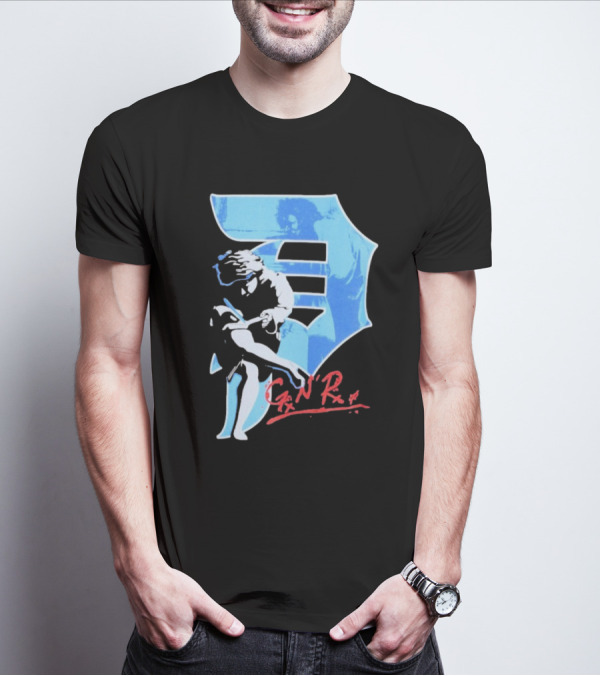 Guns N' Roses GNR Blue Dirty P Baseball Style Iconic Print T-Shirt