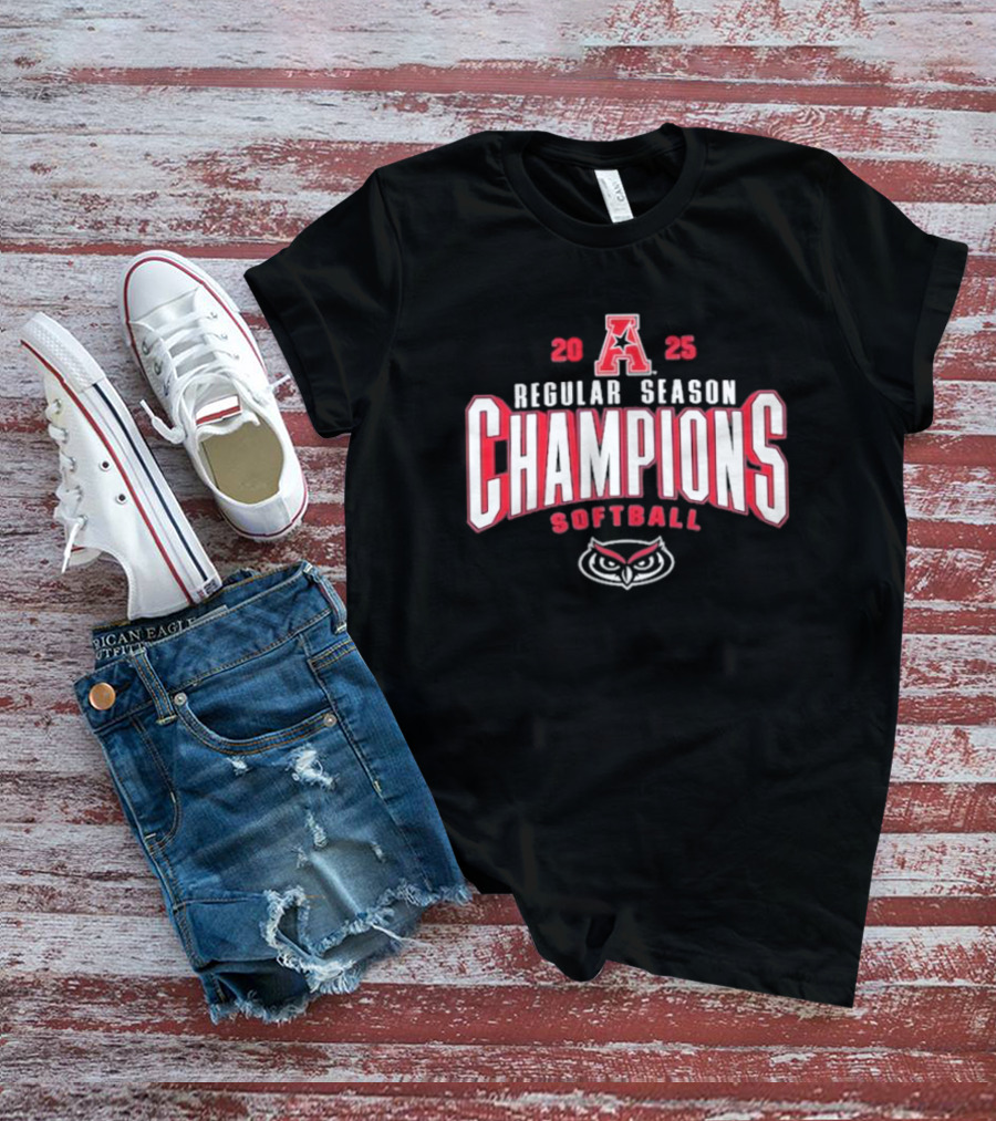 Florida Atlantic Owls 2025 AAC Softball Regular Season Champions Owl Logo T-Shirt