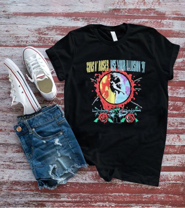 Guns N’ Roses Use Your Illusion ’91 Circle Splat Roses Barbed Wire T-Shirt