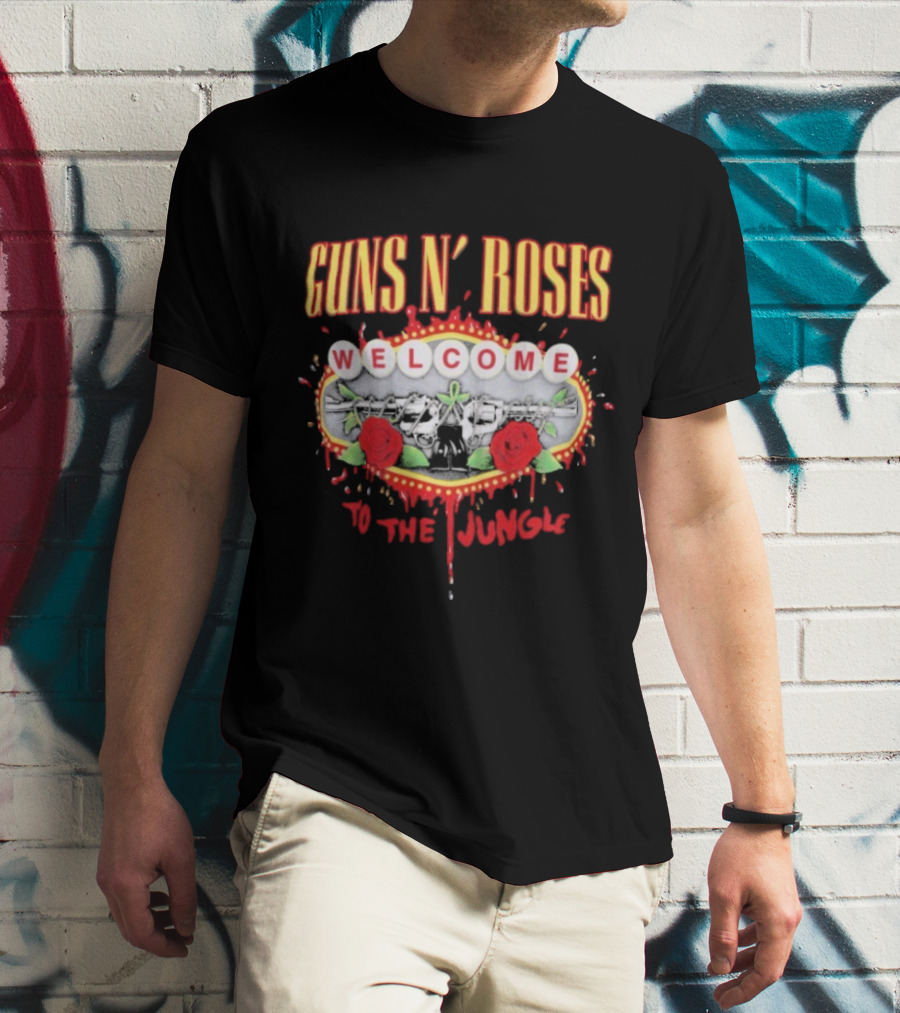 Guns N’ Roses Welcome To The Jungle Roses And Banner T-Shirt