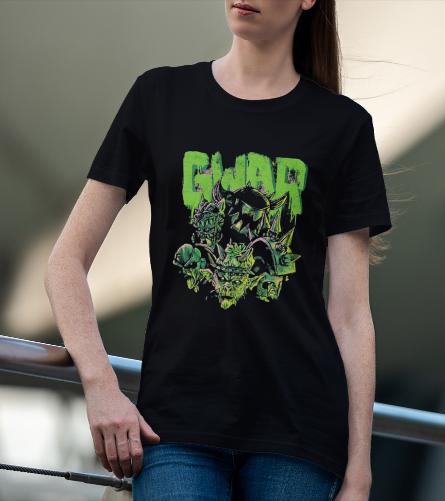 Gwar Green Monster Faces Artwork T-Shirt