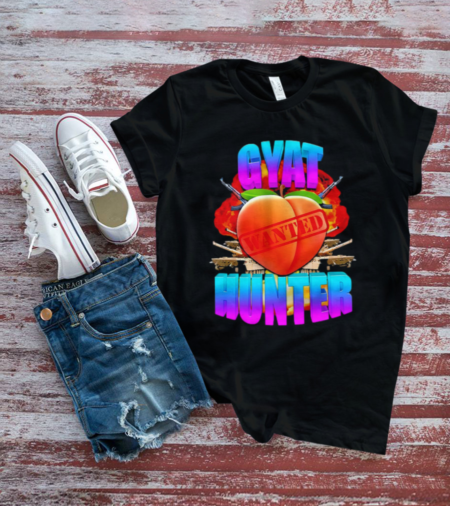Gyat Hunter Wanted Peach Explosive Guns T-Shirt