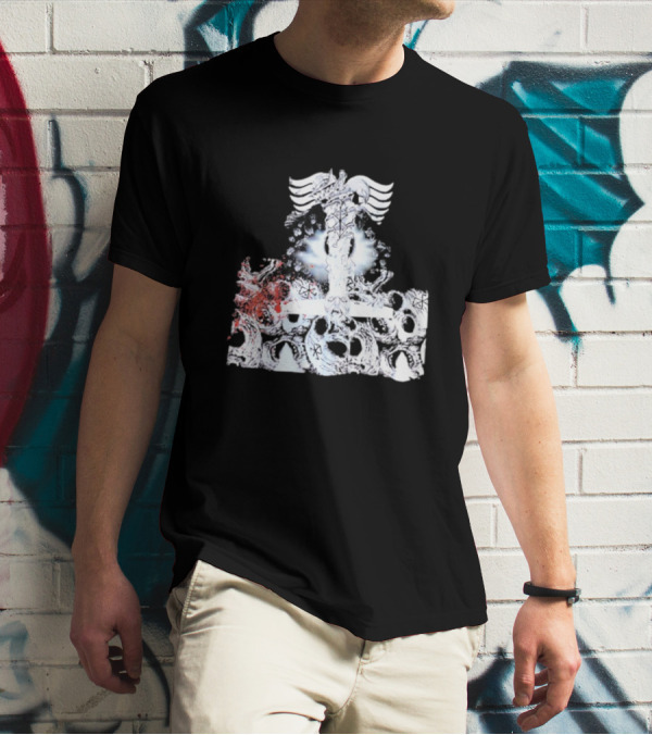 Ghost Supply Rare Rivalry Nordic Inspired Winged Cross And Serpent Motif T-Shirt