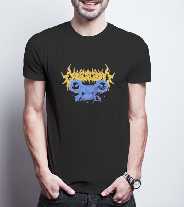 Ghost Supply Unknowns Text Striking Yellow Flames Blue Skull Graphic T-Shirt