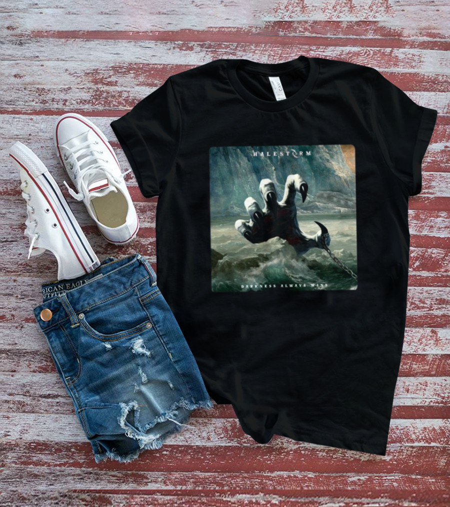 Halestorm Darkness Always Wins Album Cover Clawed Hand Emerging From Ocean T-Shirt