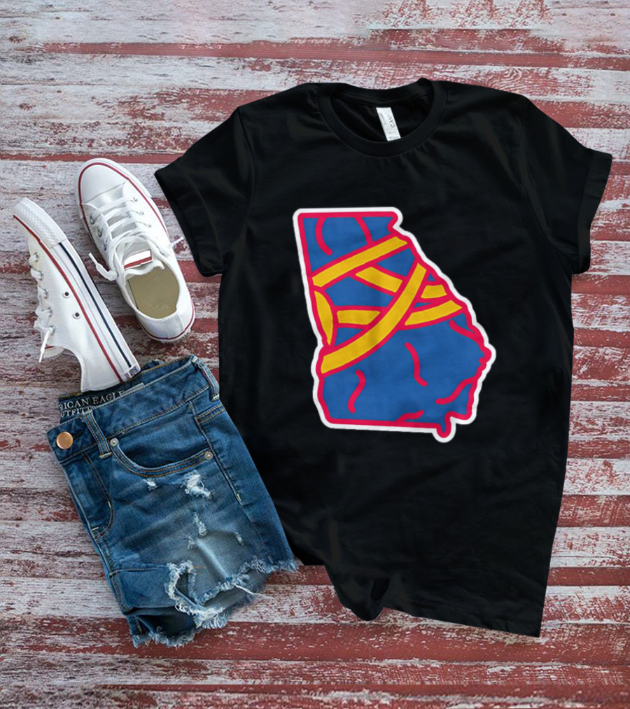 Friday Red State Stripe Atlanta Baseball Georgia Map T-Shirt