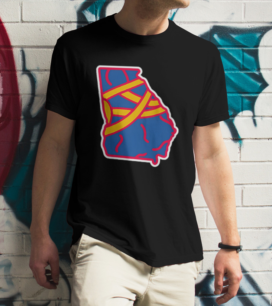 Friday Red State Stripe Atlanta Baseball Georgia Map T-Shirt