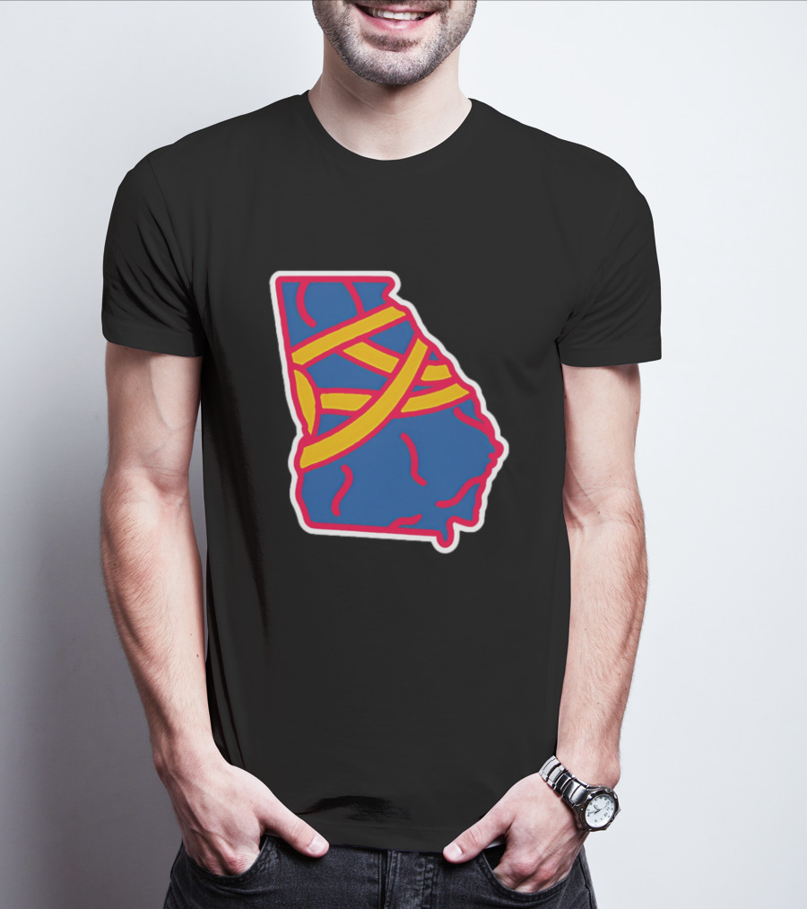 Friday Red State Stripe Atlanta Baseball Georgia Map T-Shirt